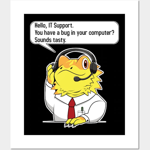 Funny IT Support Operator Nerd Geek Bearded Dragon Wall Art by jkshirts